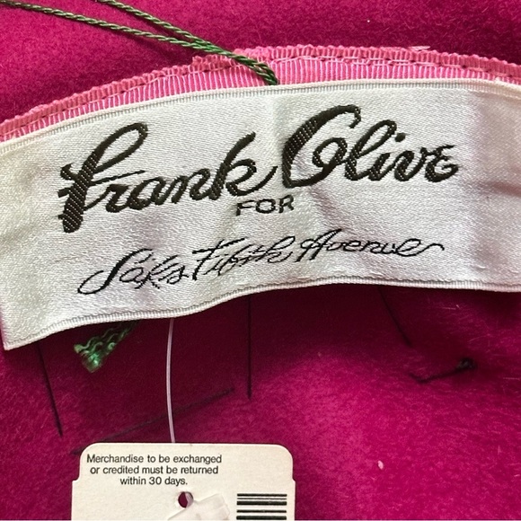 Frank Olive Vintage 1960’s  Fuchsia Wide Brim Hat with Black Band